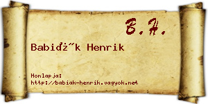 Babiák Henrik névjegykártya